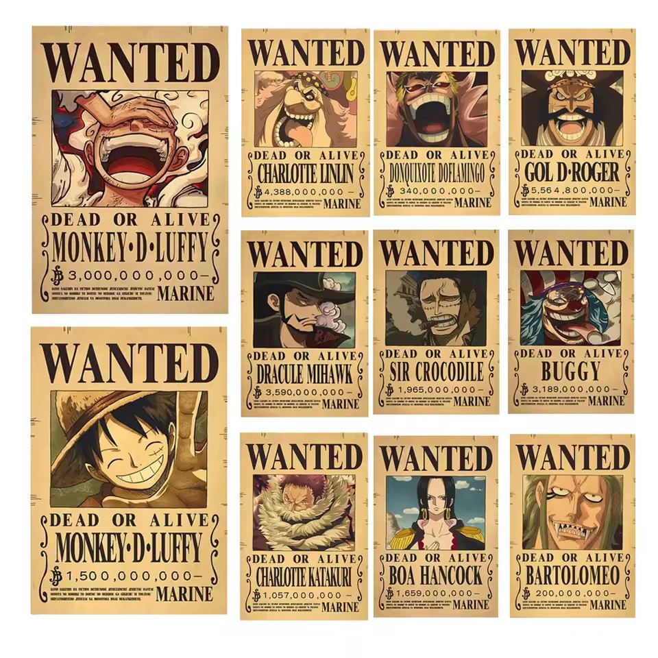 Model Kit Luffy - Anime One Piece Bounty Wanted Posters
